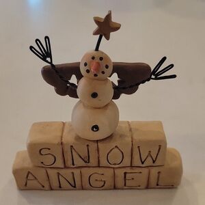 Snowman Angel Primitive Figurine